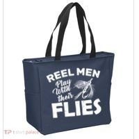 Fly Fishing Reel Men Play With Their Flies Tote Bag thumb 2