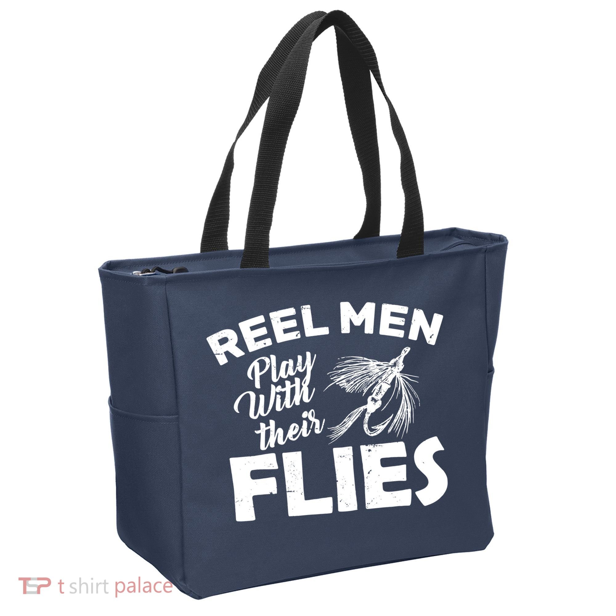 Fly Fishing Reel Men Play With Their Flies Tote Bag