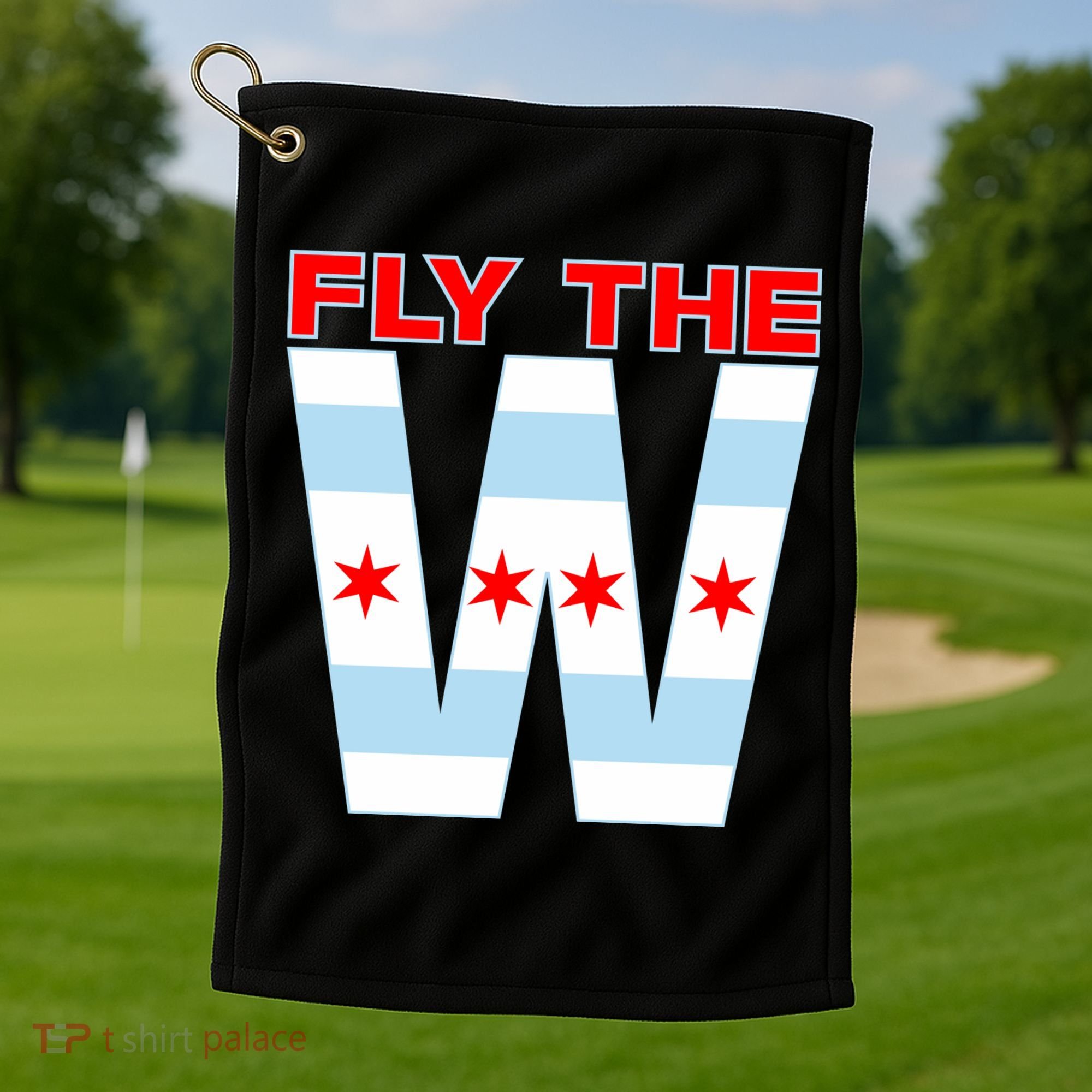 Fly The W Chicago Flag Golf Towel