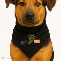 Flying Halloween Witch USA-Made Doggie Bandana thumb 1