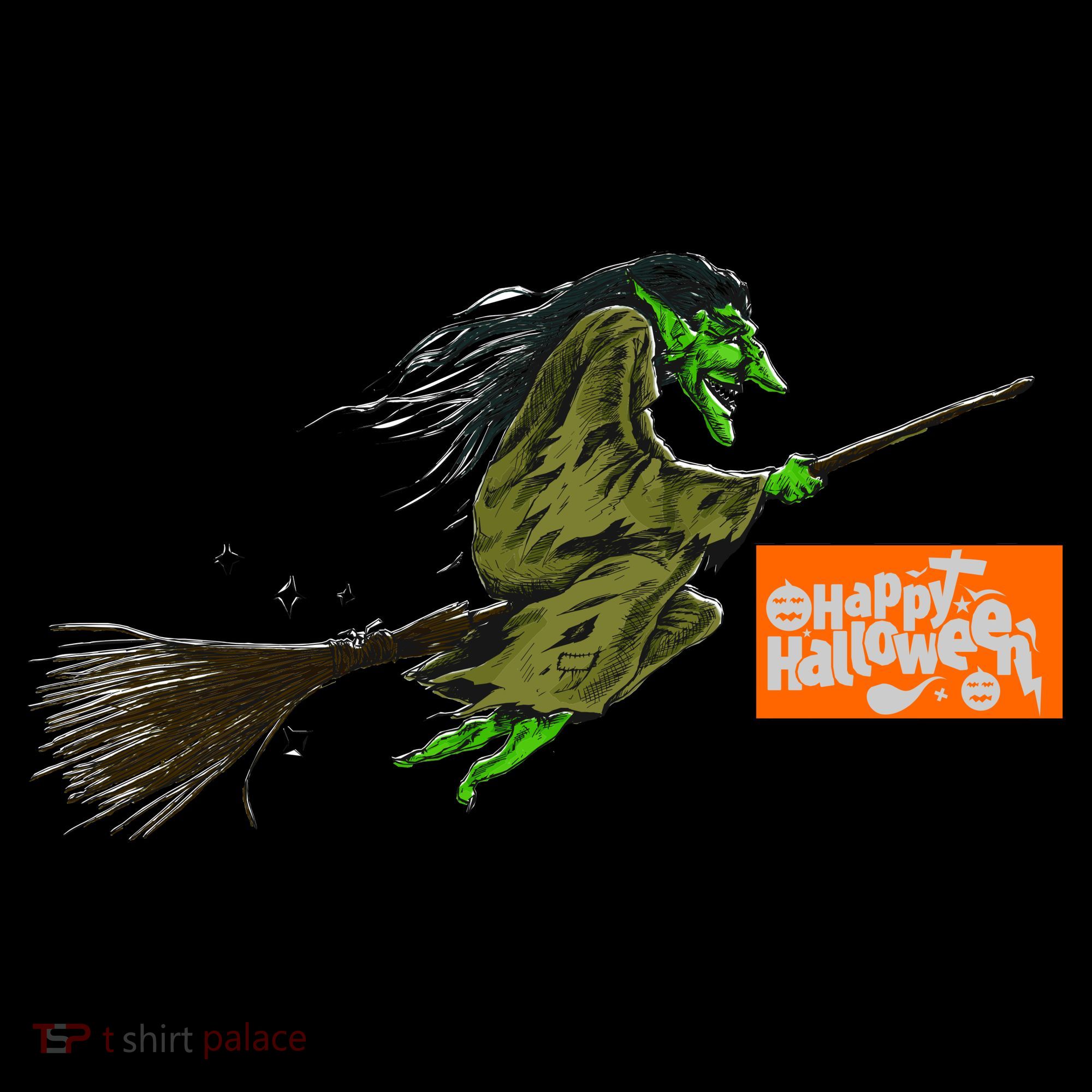 Flying Halloween Witch Long Sleeve Shirt