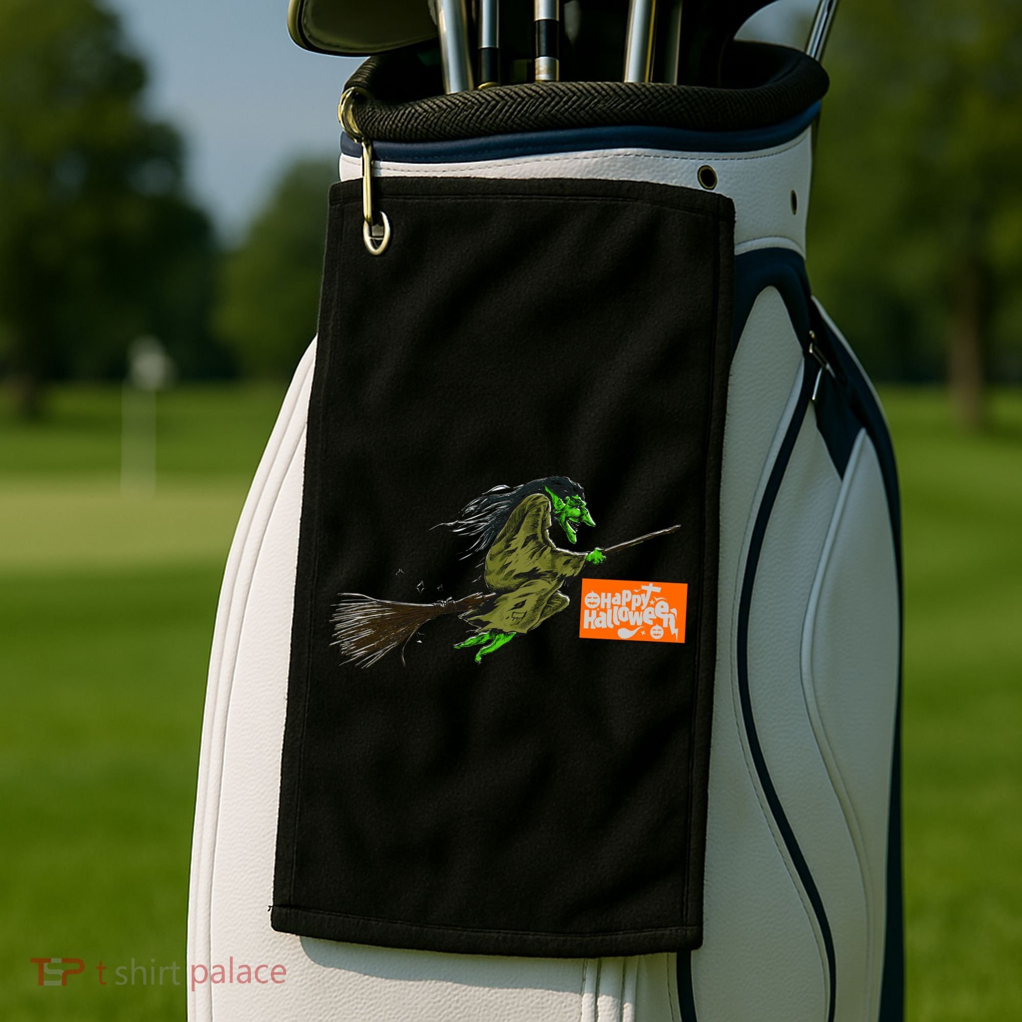 Flying Halloween Witch Golf Towel