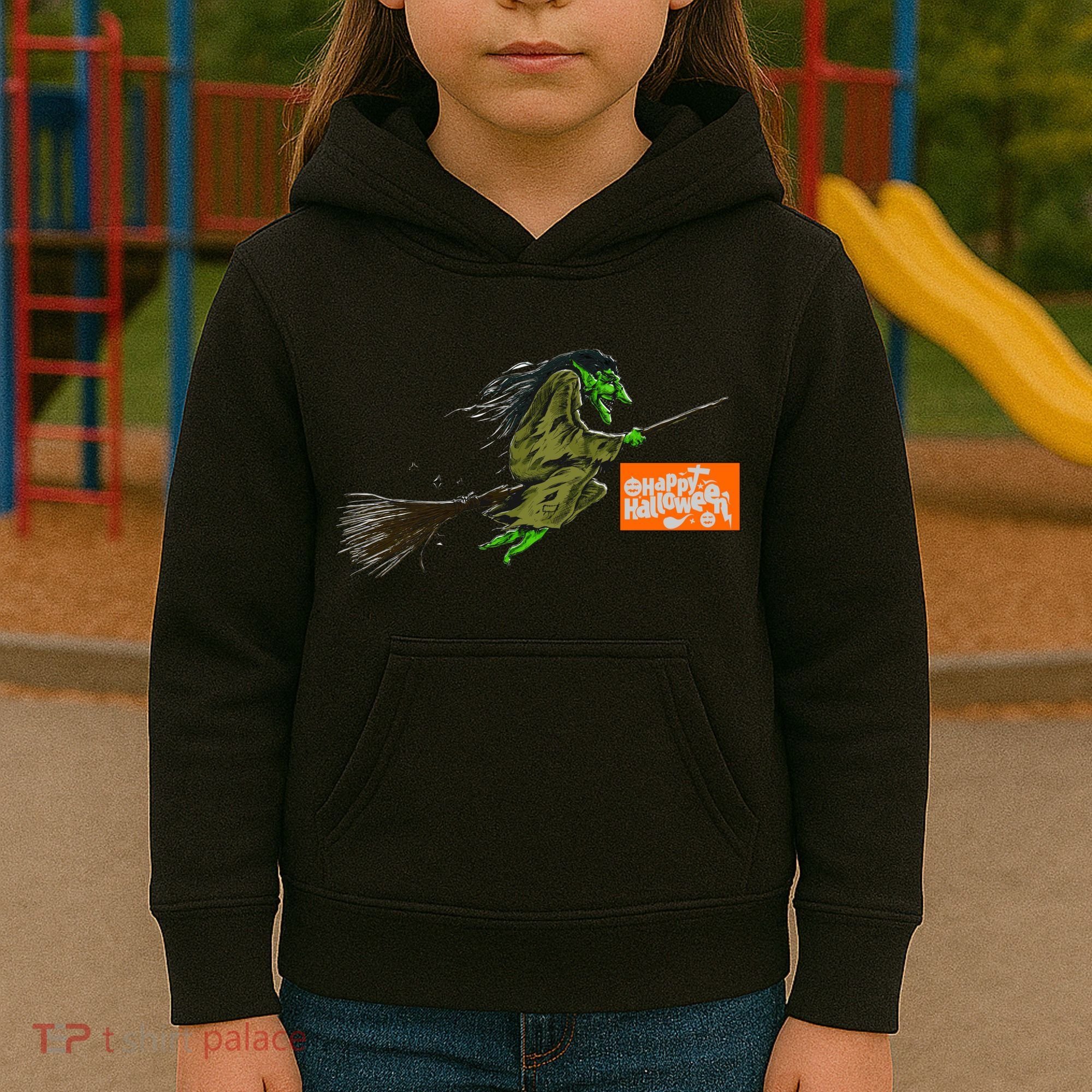 Flying Halloween Witch Kids Hoodie
