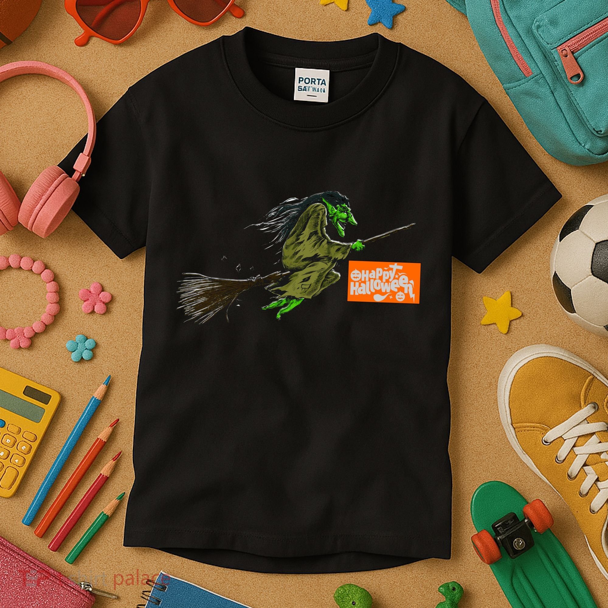 Flying Halloween Witch Kids T-Shirt