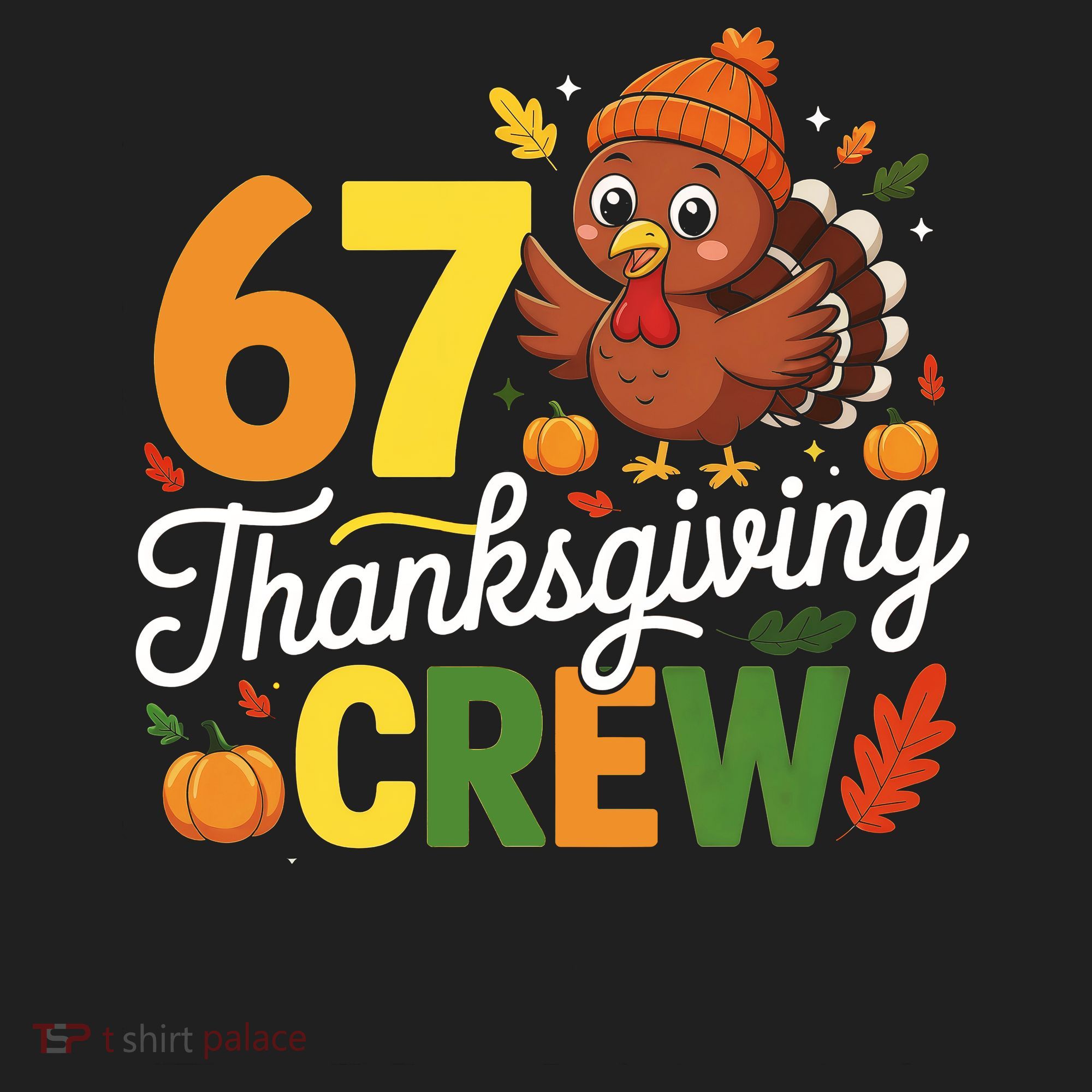 Family Matching 67 Thanksgiving Crew Cute Turkey Beanie