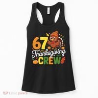 Family Matching 67 Thanksgiving Crew Cute Turkey Women's Tank Top thumb 0