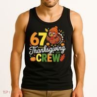 Family Matching 67 Thanksgiving Crew Cute Turkey Tank Top thumb 3