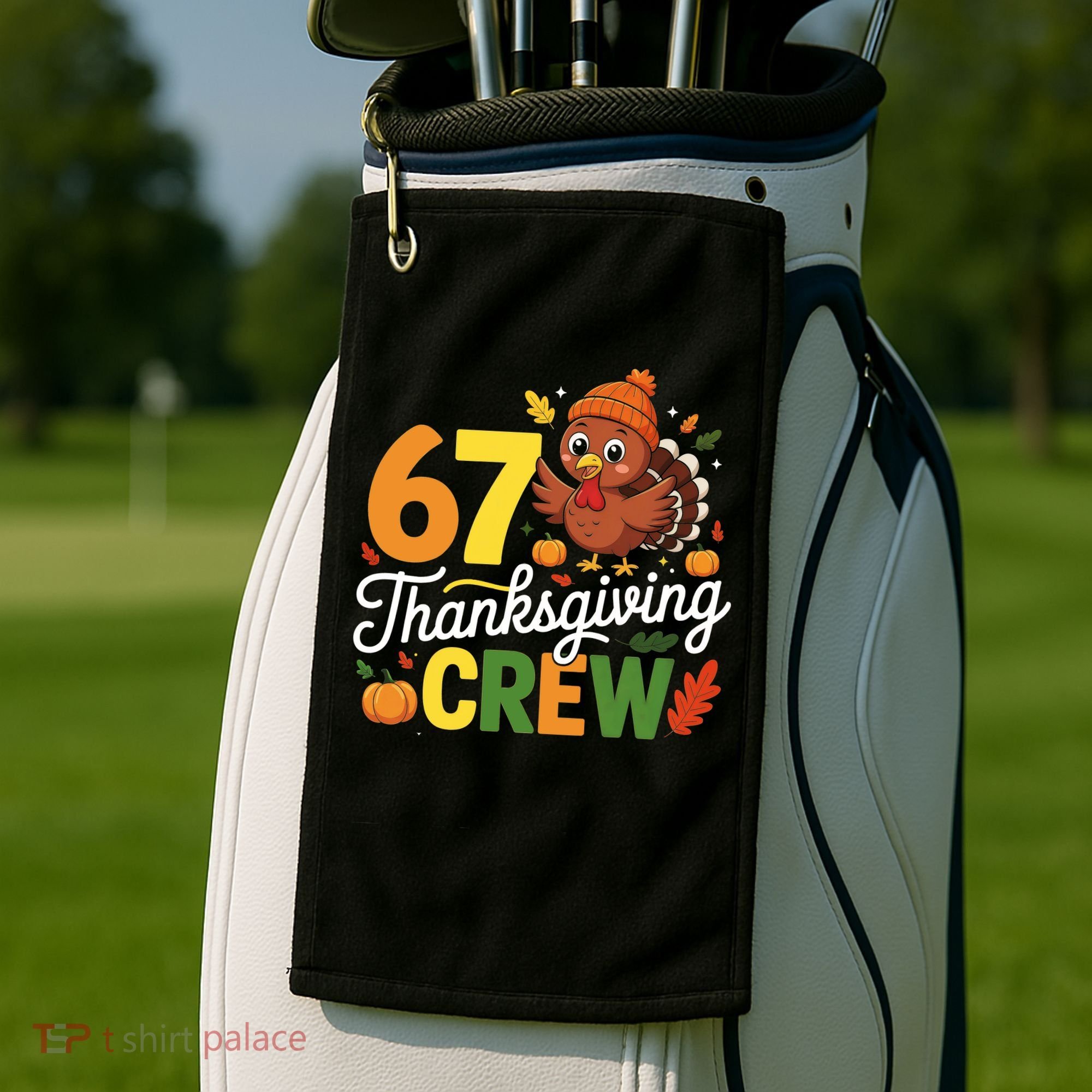 Family Matching 67 Thanksgiving Crew Cute Turkey Golf Towel