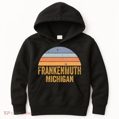 Frankenmuth Michigan 70s 80s Vintage Distressed Retro Kids Hoodie