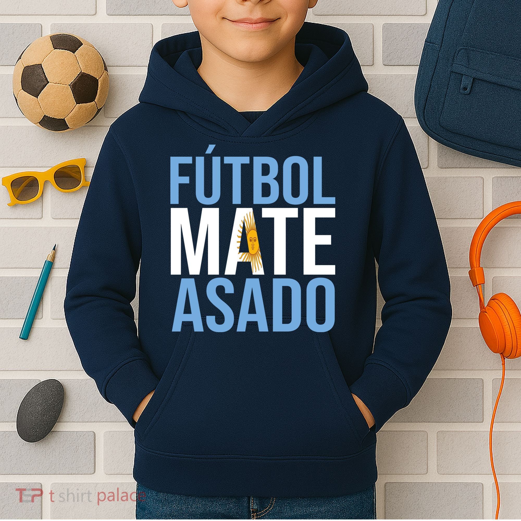 Futbol Mate Asado Argentina Pride Kids Hoodie