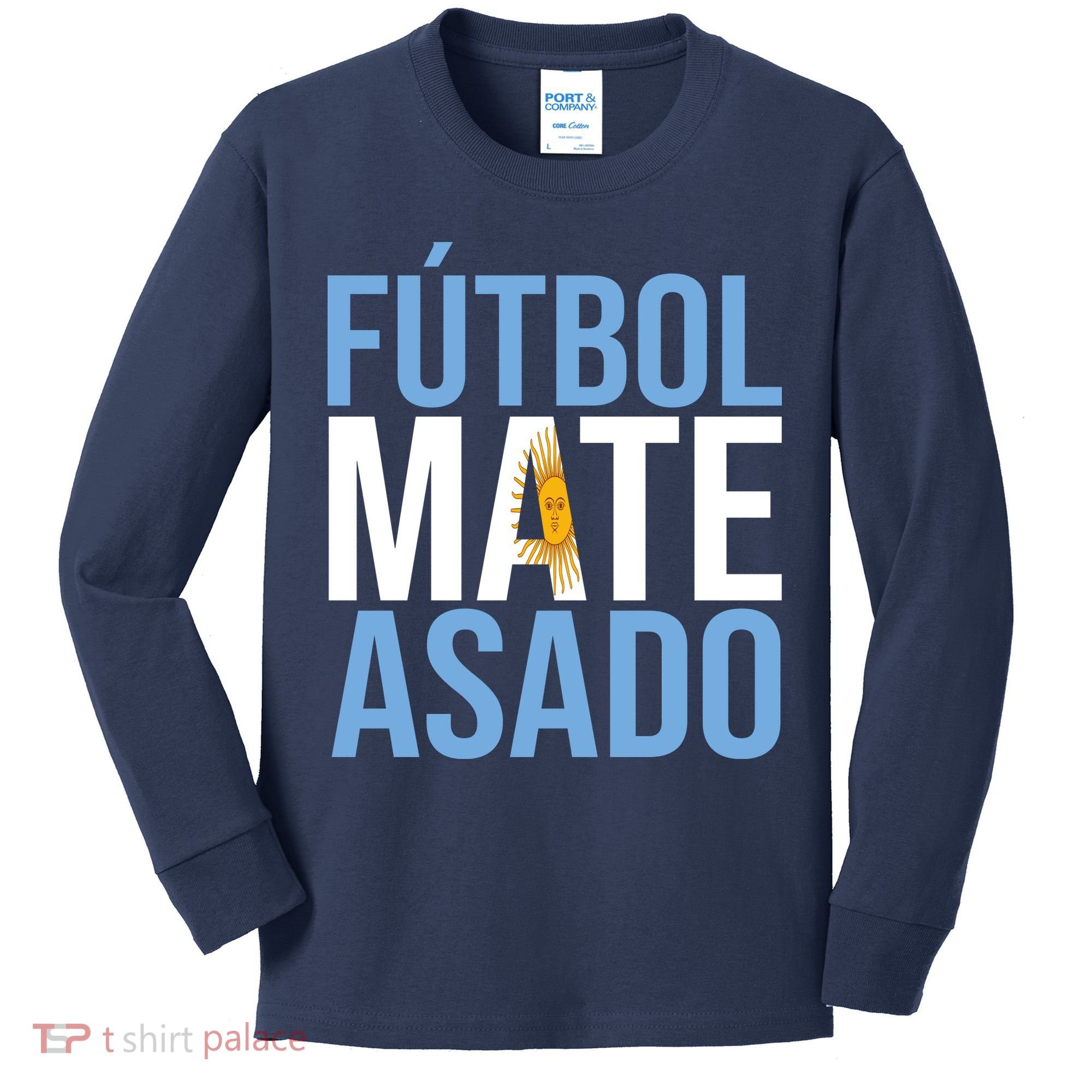 Futbol Mate Asado Argentina Pride Kids Long Sleeve Shirt