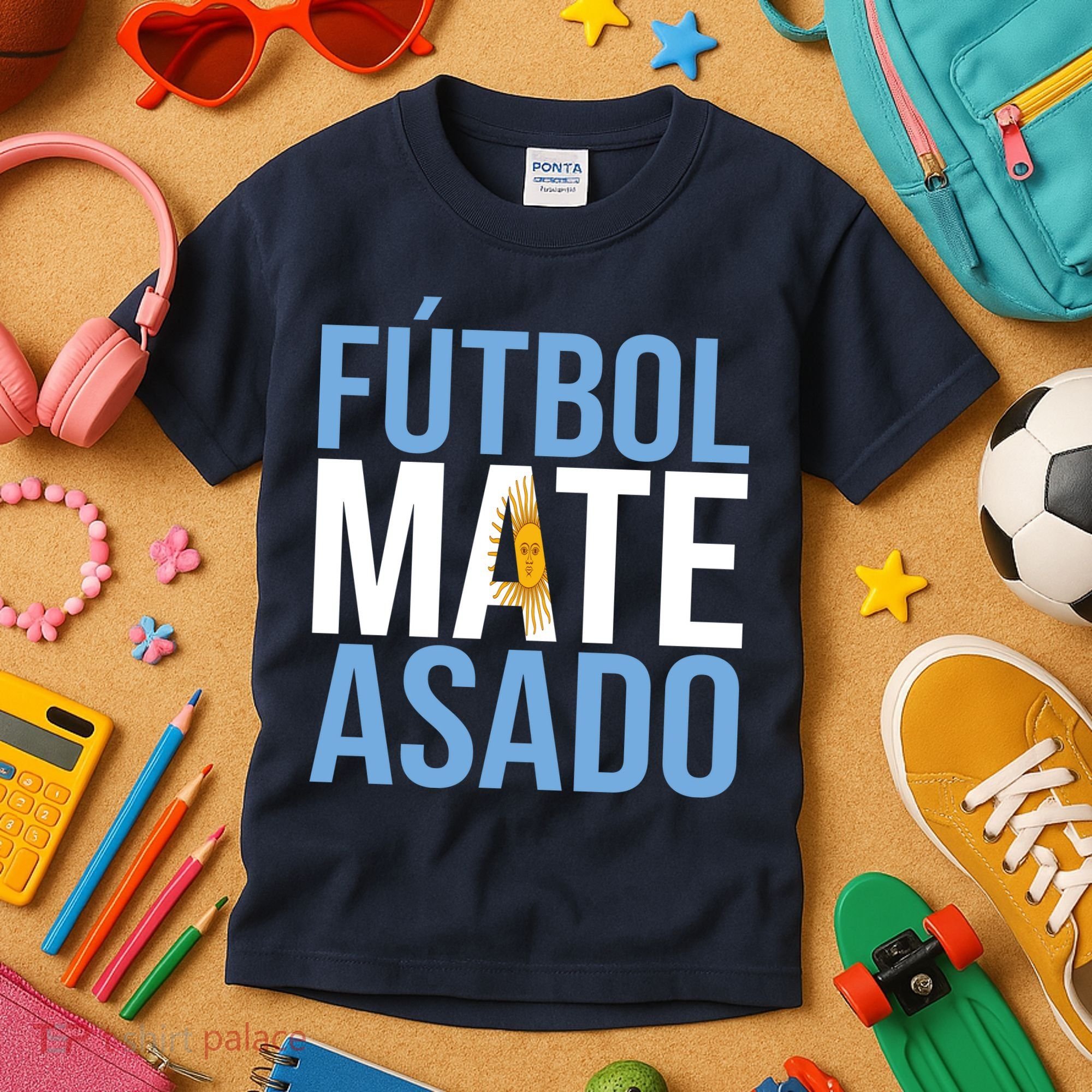 Futbol Mate Asado Argentina Pride Kids T-Shirt