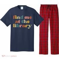 Find Me At The Library Shirt Book Lover School Librarian Groovy Pajama Set thumb 0