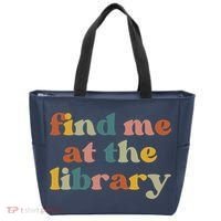 Find Me At The Library Shirt Book Lover School Librarian Groovy Tote Bag thumb 0