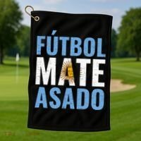 Futbol Mate Asado, Argentina Golf Towel thumb 1