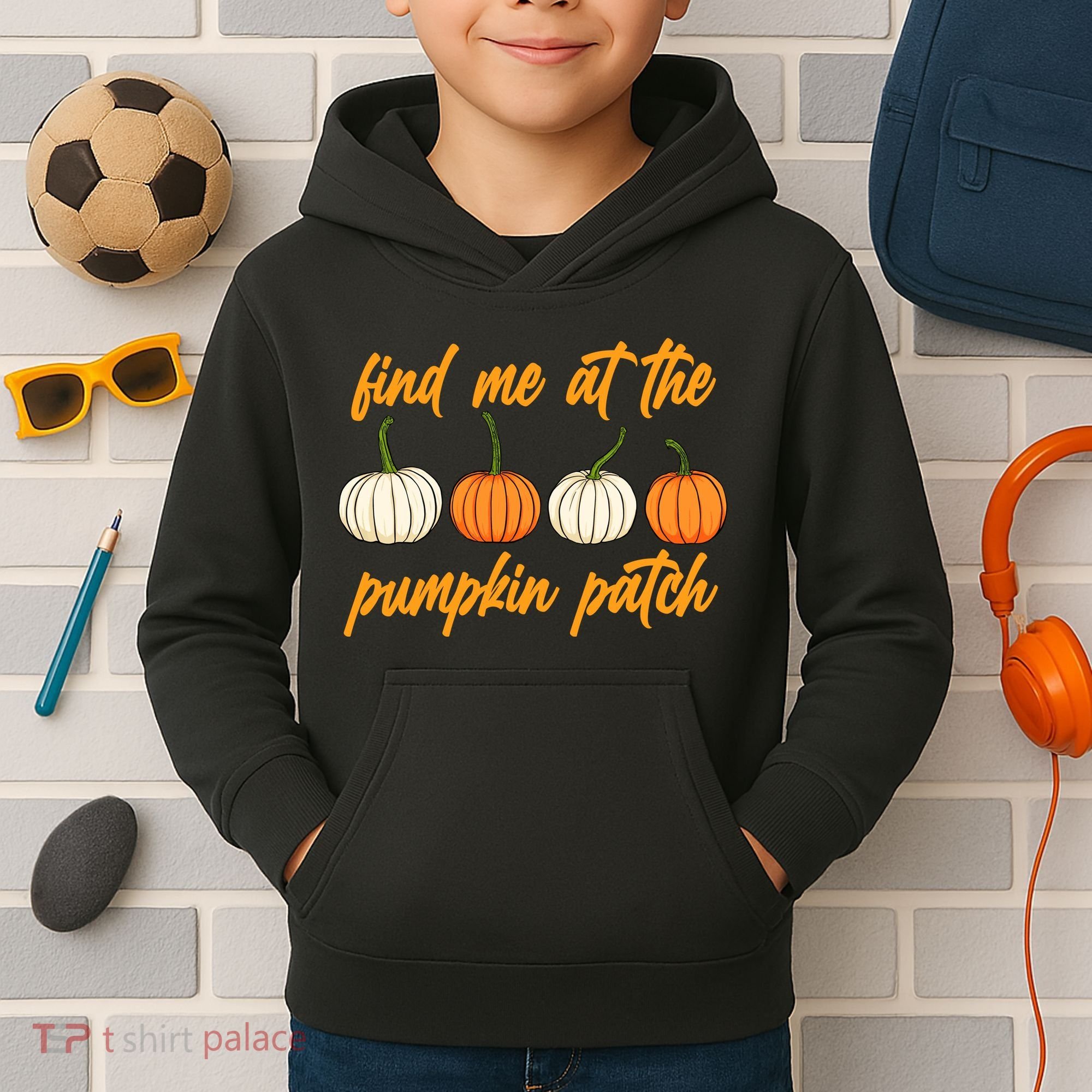 Find Me At The Pumpkin Patch Cute Kids Hoodie