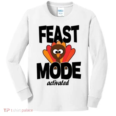 Fast Mode Activated Thanksgiving Kids Long Sleeve Shirt