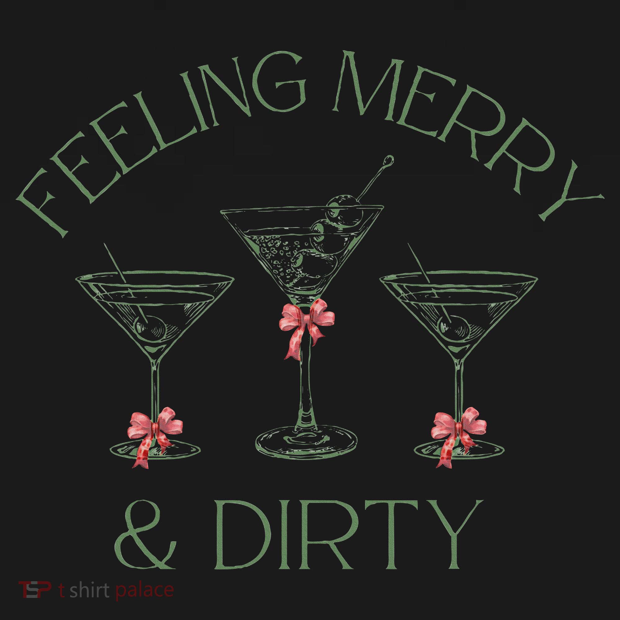 Feeling Merry And Dirty Martini Glasses Christmas Festive Coaster