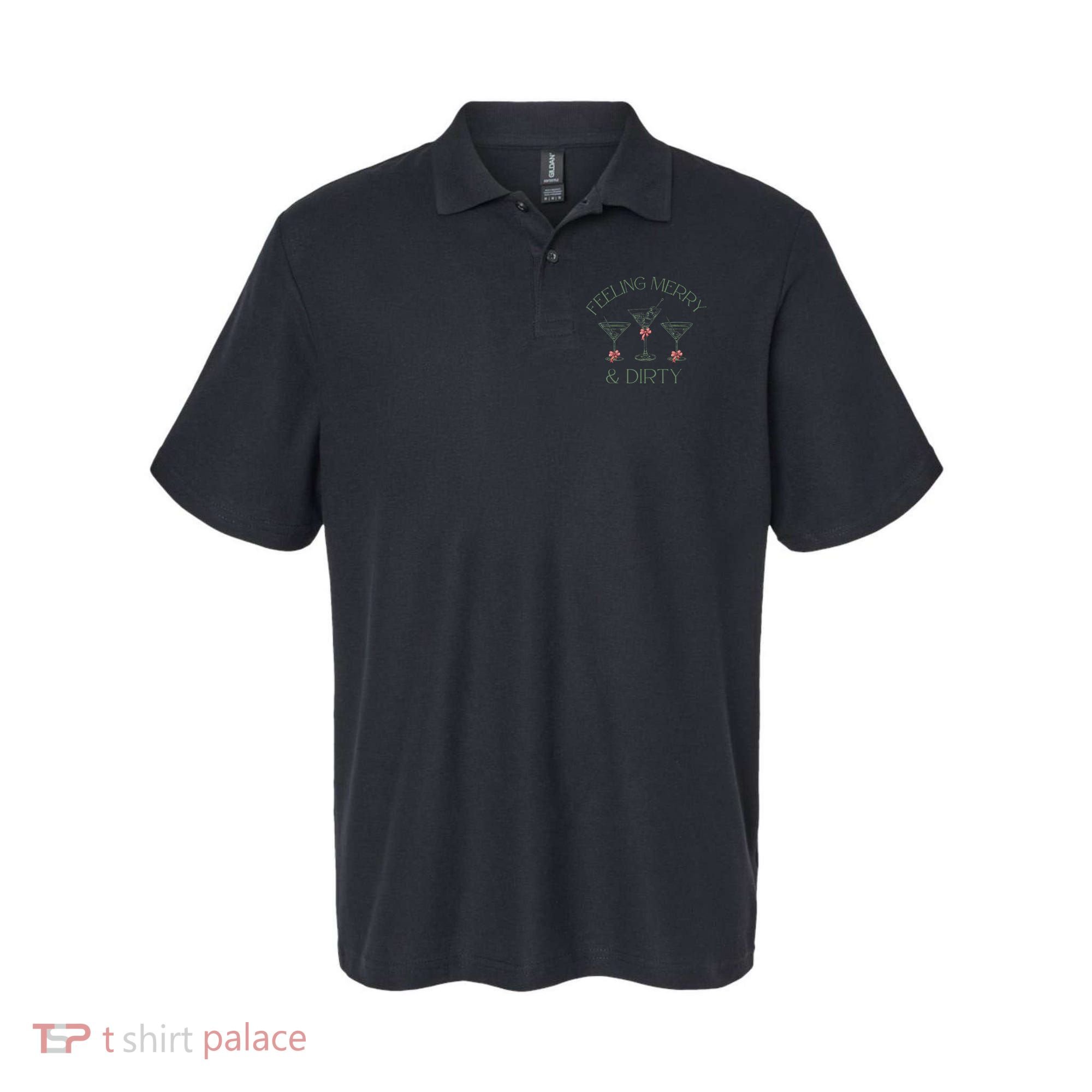 Feeling Merry And Dirty Martini Glasses Christmas Festive Polo