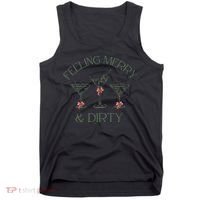 Feeling Merry And Dirty Martini Glasses Christmas Festive Tank Top thumb 0