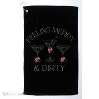 Feeling Merry And Dirty Martini Glasses Christmas Festive Golf Towel thumb 0