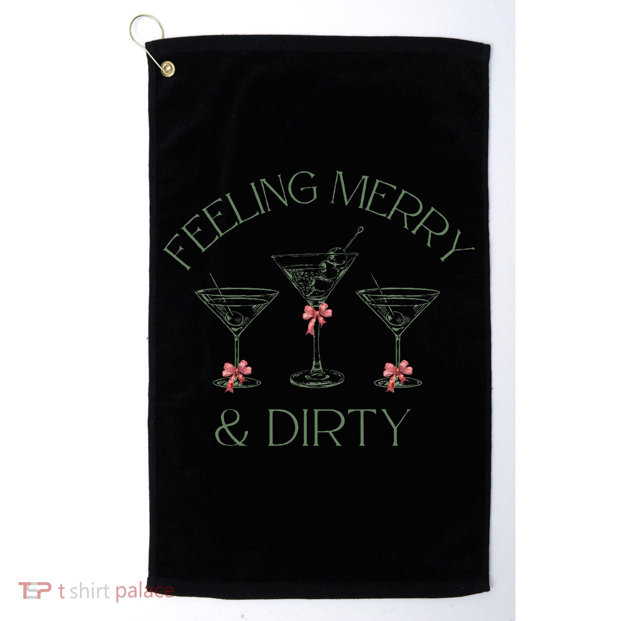 Feeling Merry And Dirty Martini Glasses Christmas Festive Golf Towel