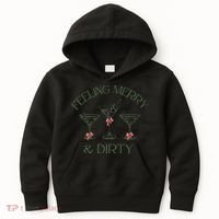 Feeling Merry And Dirty Martini Glasses Christmas Festive Kids Hoodie thumb 0