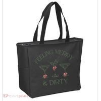 Feeling Merry And Dirty Martini Glasses Christmas Festive Tote Bag thumb 2