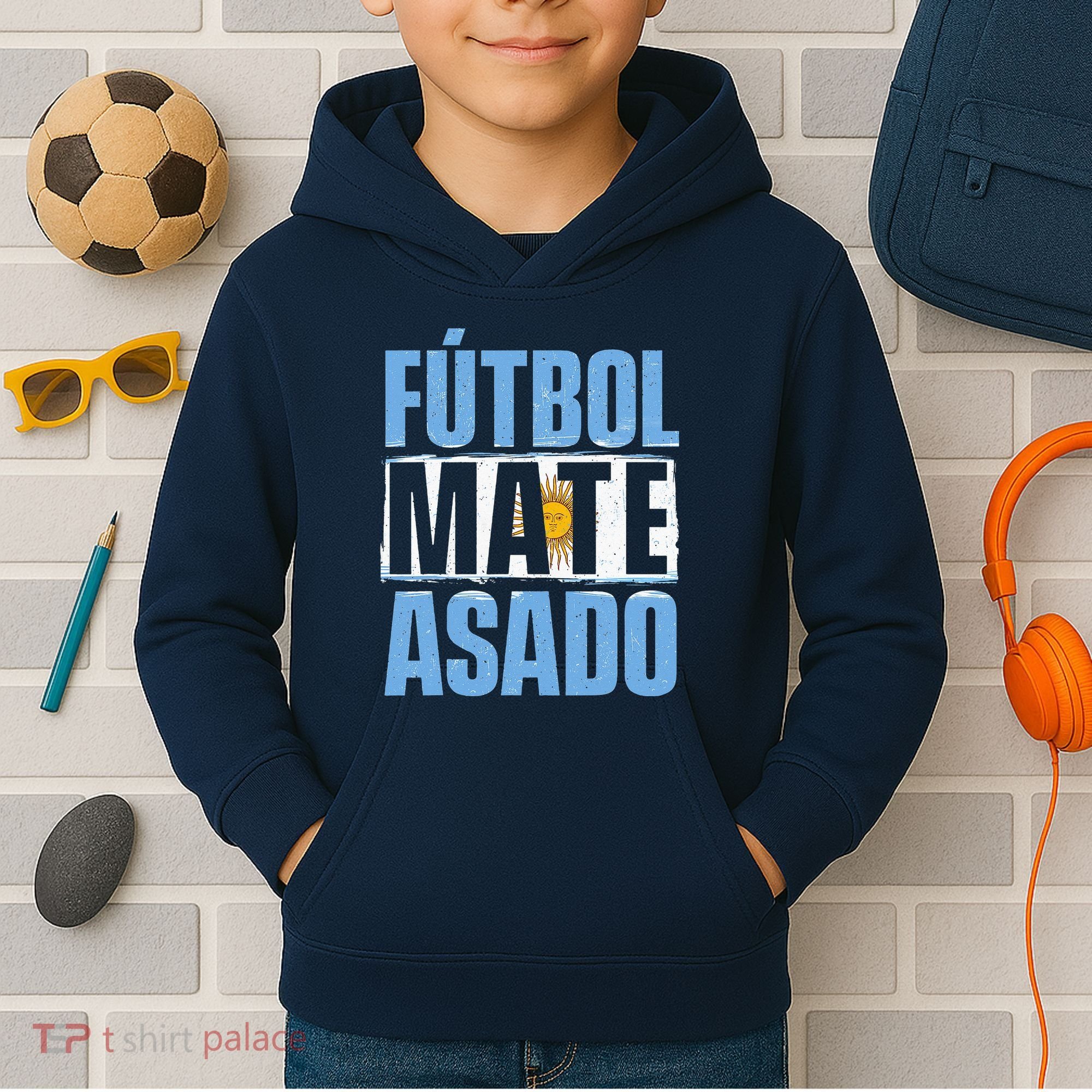 Futbol Mate Asado Argentina Soccer Lover Kids Hoodie