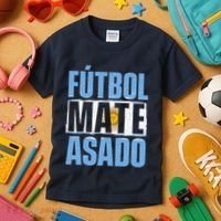 Futbol Mate Asado Argentina Soccer Lover Kids T-Shirt thumb 3