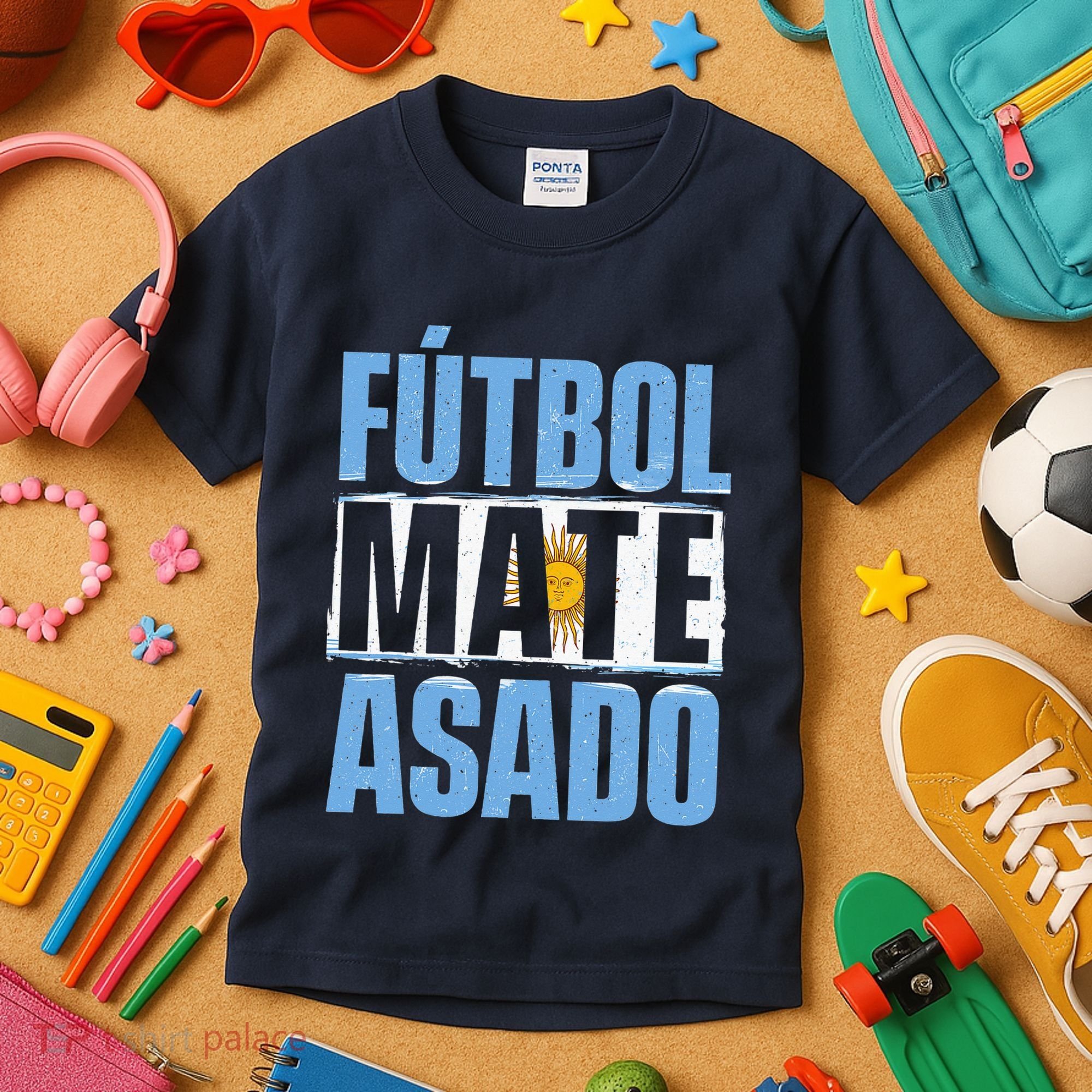 Futbol Mate Asado Argentina Soccer Lover Kids T-Shirt