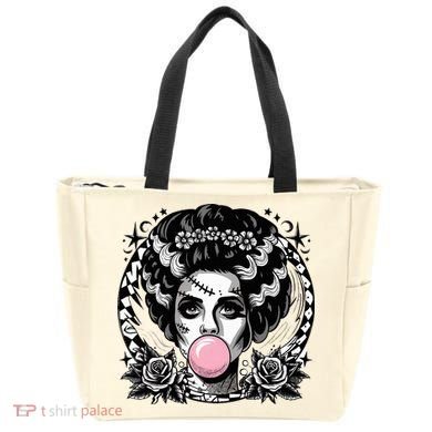 Frankenstein Monster And Bride B.U.B.B.L.E G.U.M Funny Halloween Tote Bag