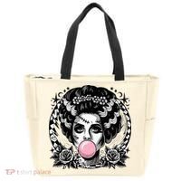 Frankenstein Monster And Bride B.U.B.B.L.E G.U.M Funny Halloween Tote Bag thumb 0