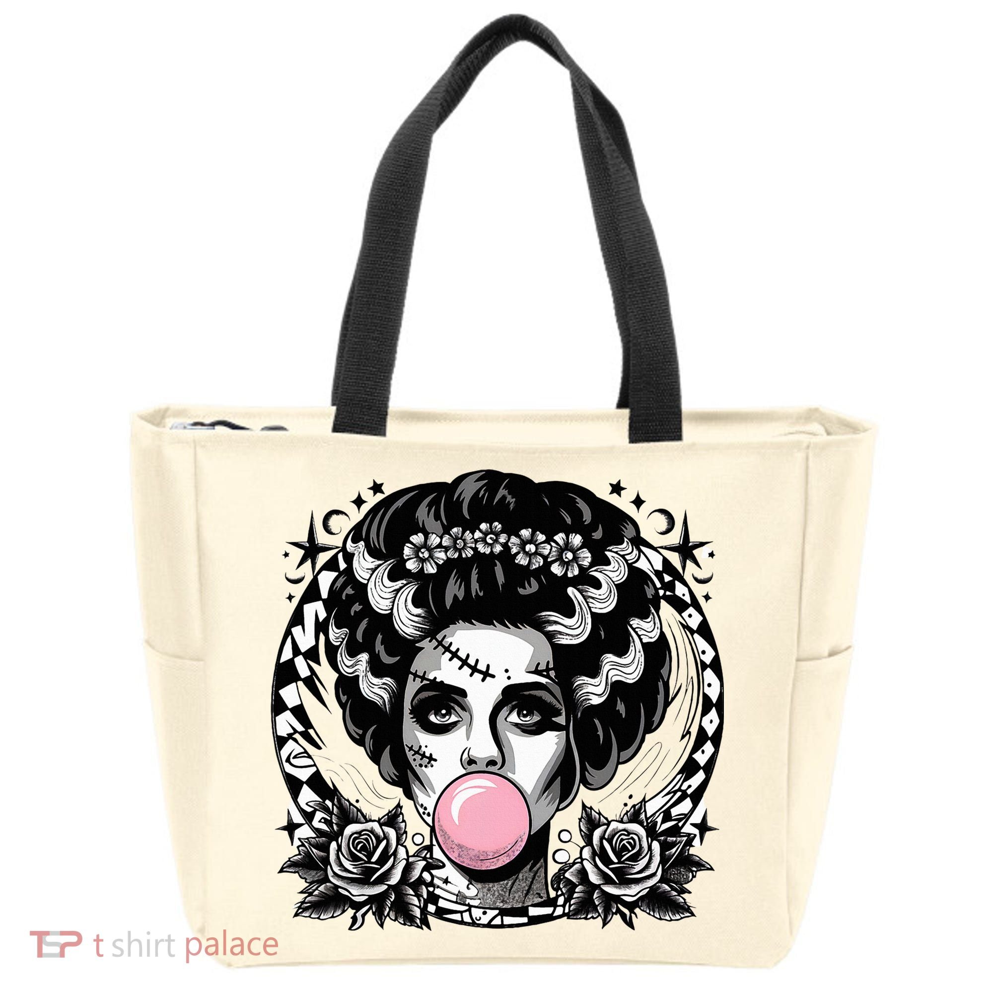 Frankenstein Monster And Bride B.U.B.B.L.E G.U.M Funny Halloween Tote Bag