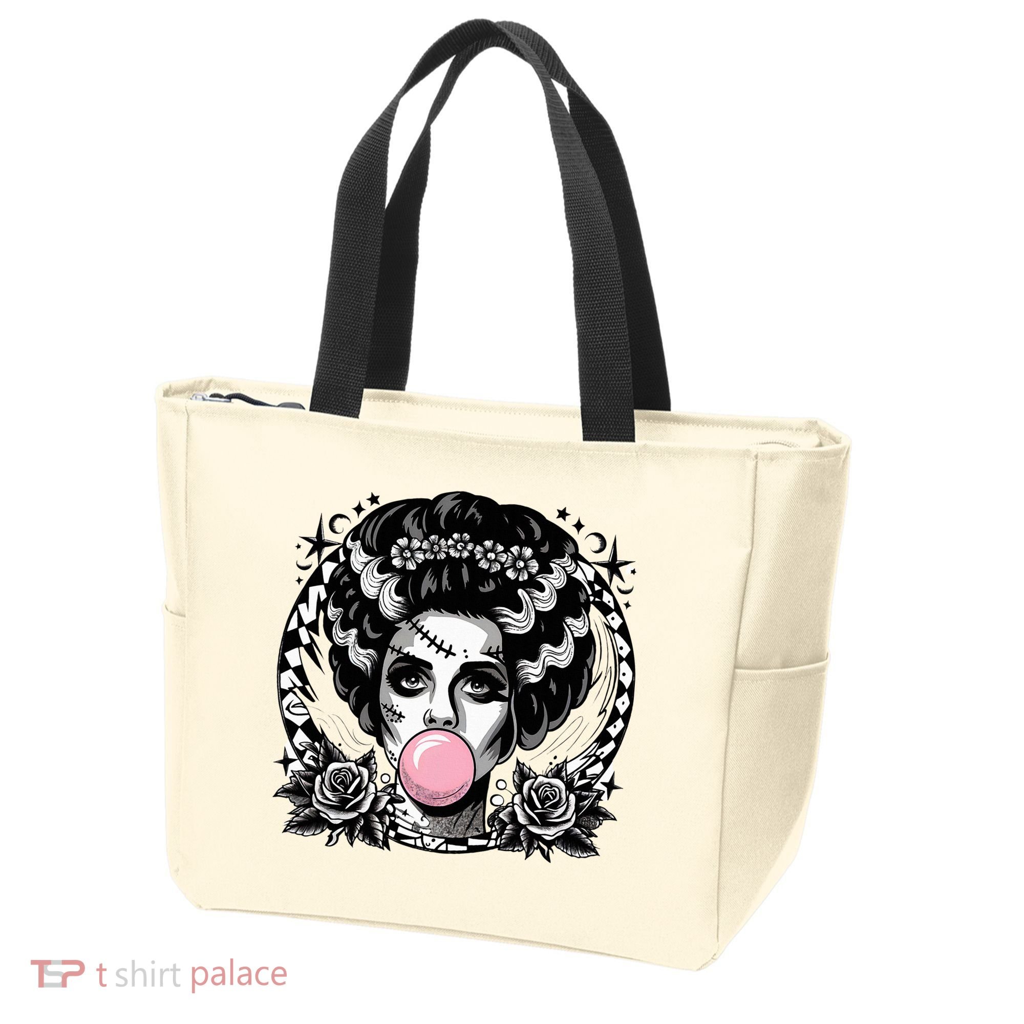 Frankenstein Monster And Bride B.U.B.B.L.E G.U.M Funny Halloween Tote Bag