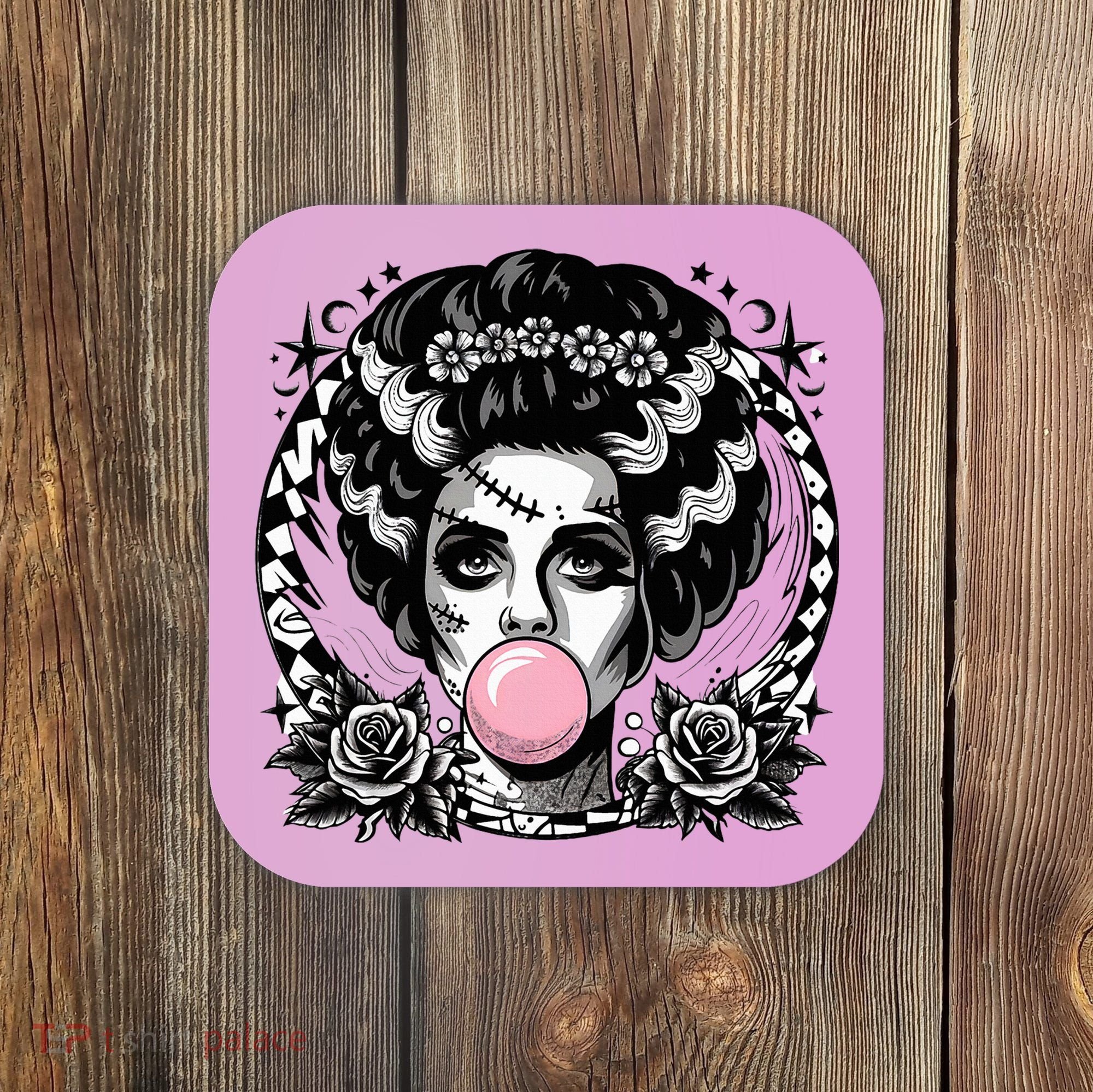 Frankenstein Monster And Bride B.U.B.B.L.E G.U.M Funny Halloween Coaster