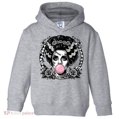 Frankenstein Monster And Bride B.U.B.B.L.E G.U.M Funny Halloween Toddler Hoodie