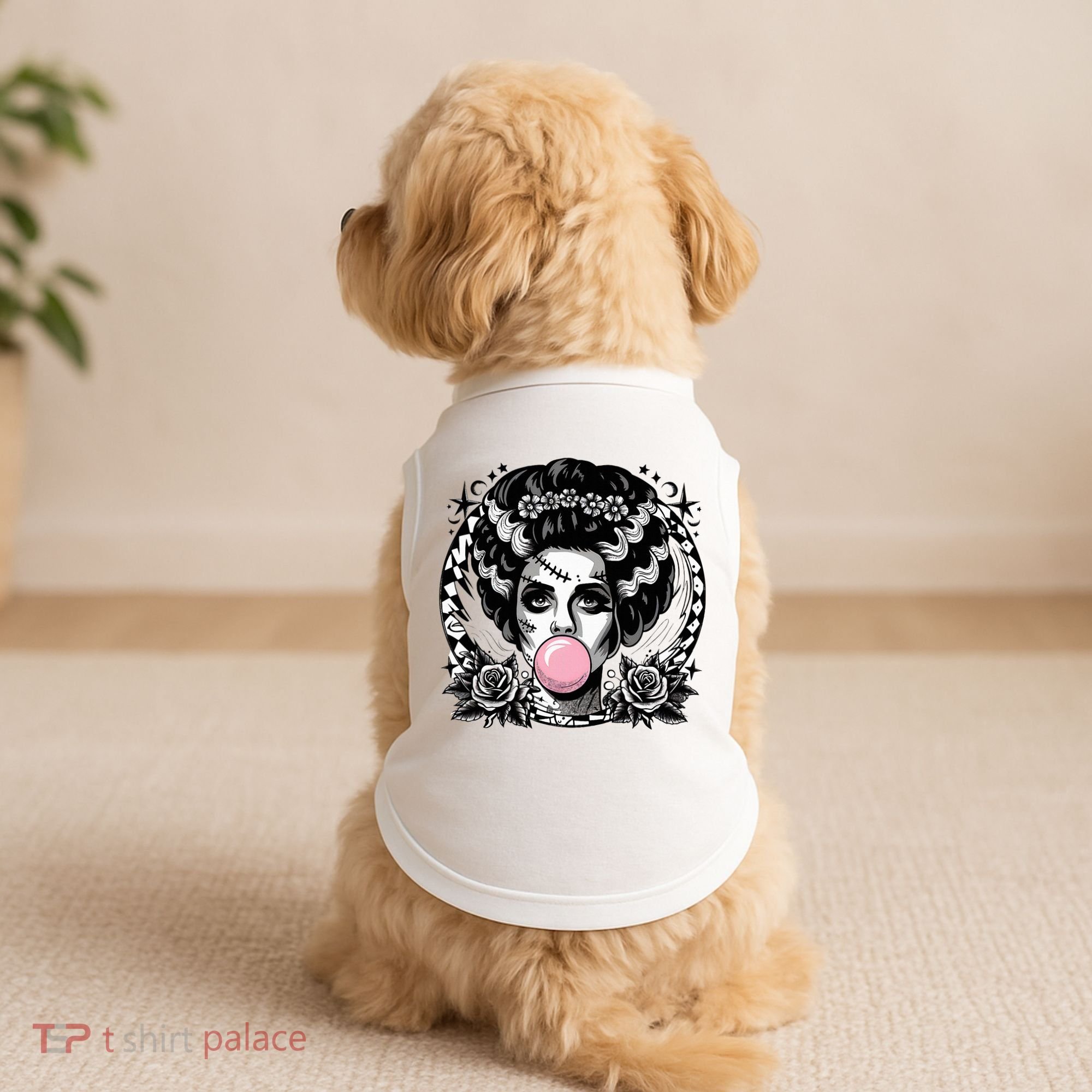 Frankenstein Monster And Bride B.U.B.B.L.E G.U.M Funny Halloween Doggie Tank