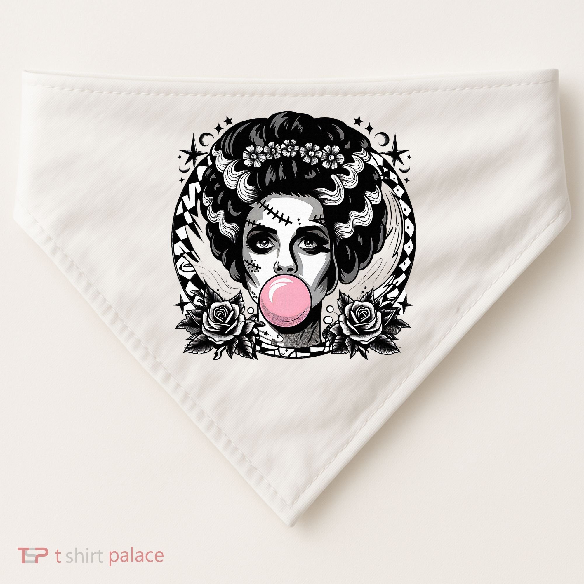 Frankenstein Monster And Bride B.U.B.B.L.E G.U.M Funny Halloween USA-Made Doggie Bandana