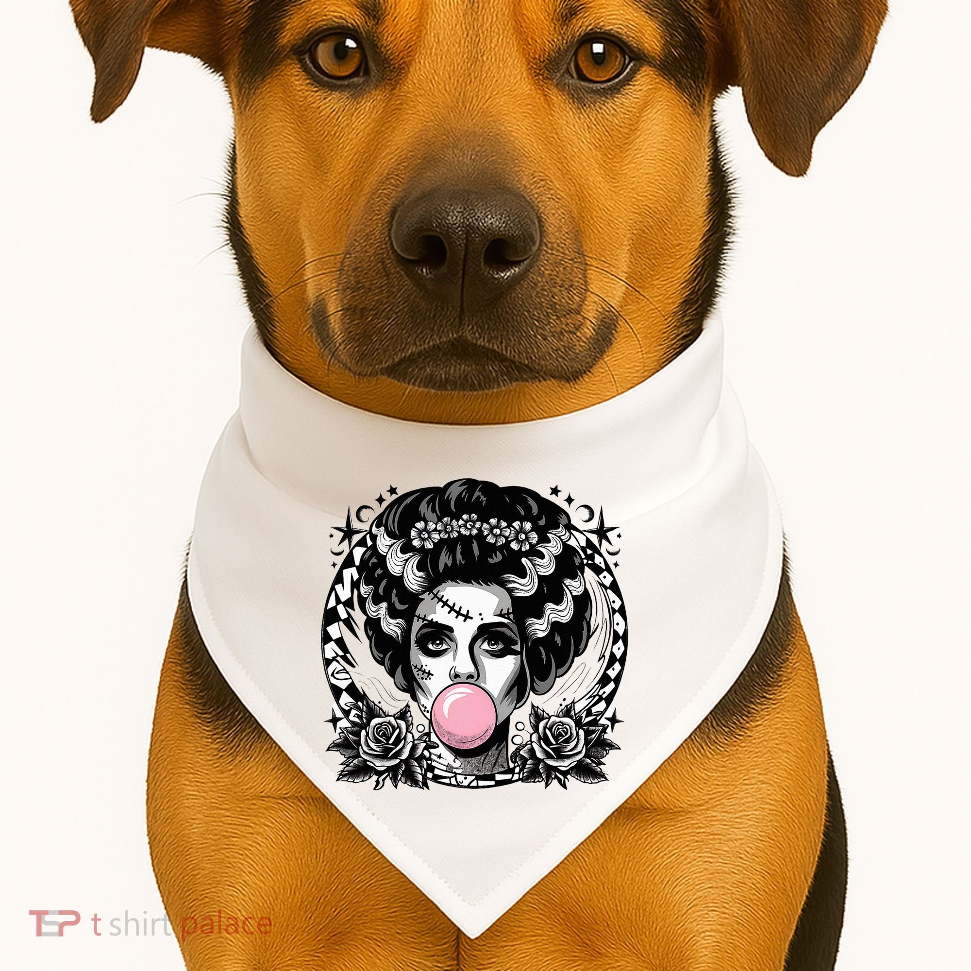 Frankenstein Monster And Bride B.U.B.B.L.E G.U.M Funny Halloween USA-Made Doggie Bandana