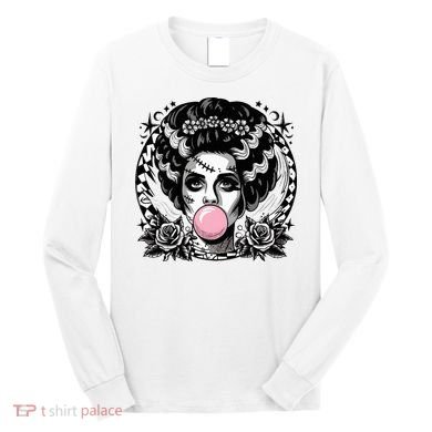 Frankenstein Monster And Bride B.U.B.B.L.E G.U.M Funny Halloween Long Sleeve Shirt