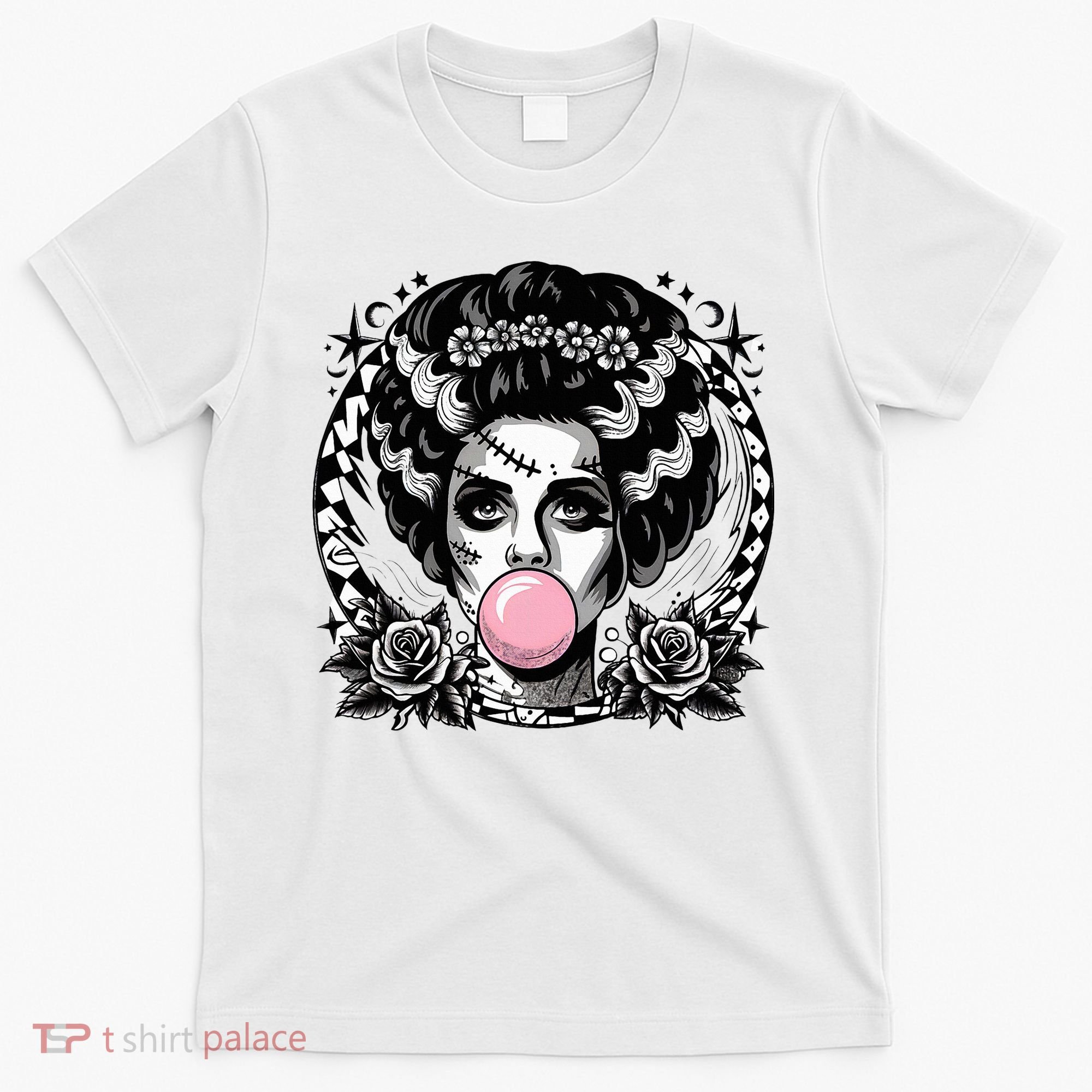 Frankenstein Monster And Bride B.U.B.B.L.E G.U.M Funny Halloween T-Shirt