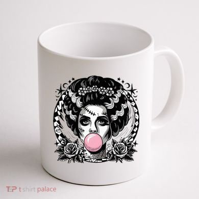 Frankenstein Monster And Bride B.U.B.B.L.E G.U.M Funny Halloween Coffee Mug back