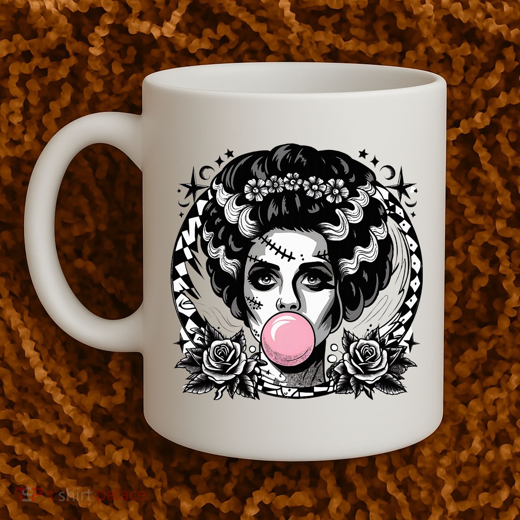 Frankenstein Monster And Bride B.U.B.B.L.E G.U.M Funny Halloween Coffee Mug