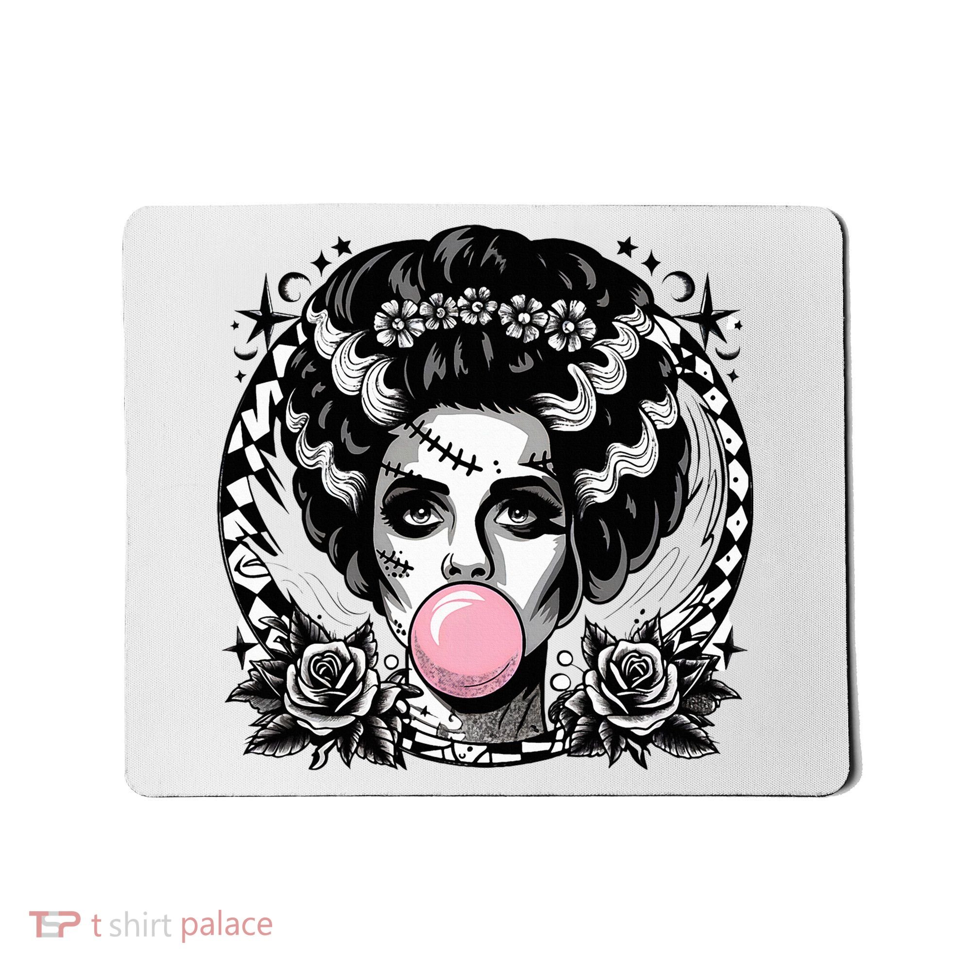 Frankenstein Monster And Bride B.U.B.B.L.E G.U.M Funny Halloween Mousepad