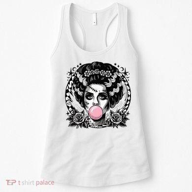 Frankenstein Monster And Bride B.U.B.B.L.E G.U.M Funny Halloween Women's Tank Top