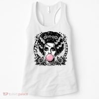 Frankenstein Monster And Bride B.U.B.B.L.E G.U.M Funny Halloween Women's Tank Top thumb 0