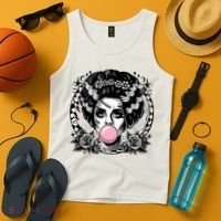 Frankenstein Monster And Bride B.U.B.B.L.E G.U.M Funny Halloween Tank Top thumb 4
