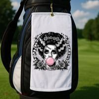 Frankenstein Monster And Bride B.U.B.B.L.E G.U.M Funny Halloween Golf Towel thumb 2