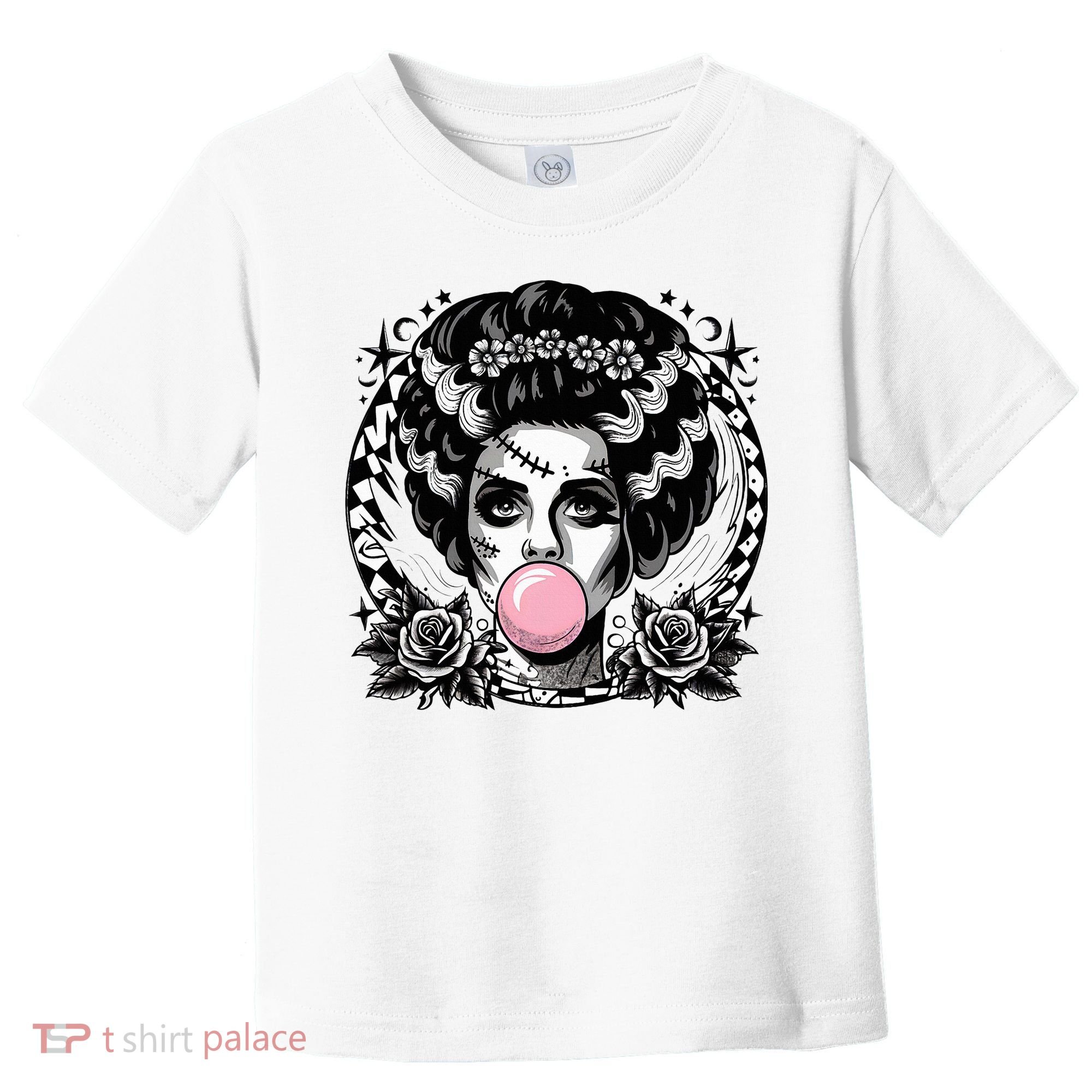 Frankenstein Monster And Bride B.U.B.B.L.E G.U.M Funny Halloween Toddler T-Shirt